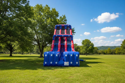 24 Foot Patriotic Double Lane Inflatable Slide