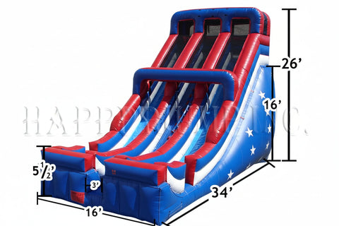 24 Foot Patriotic Double Lane Inflatable Slide