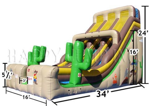 24 Foot Western Double Lane Inflatable Slide