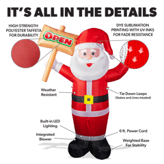6ft Santa Lawn Inflatable with 