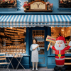 Image of 6ft Santa Lawn Inflatable with "Open" Sign