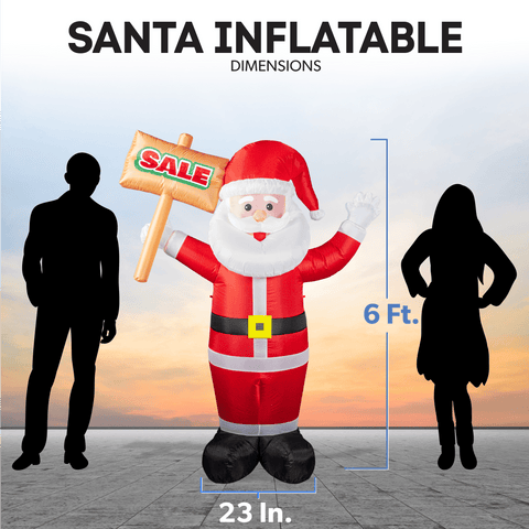 6ft Santa Advertising Inflatable with "Sale" Sign