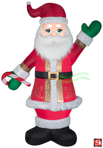 8' Christmas Mixed Media Luxe Santa w/ Candy Cane by Gemmy Inflatables