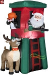 7' Gemmy Airblown Inflatable Christmas Hunting Santa in Deer Stand Deluxe