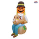 7' Air Blown Inflatable Scarecrow sitting w/ Puppy by Gemmy Inflatable