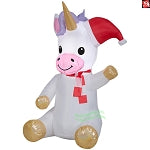 4.5' Gemmy Airblown Inflatable Mixed Media Christmas Sitting Unicorn