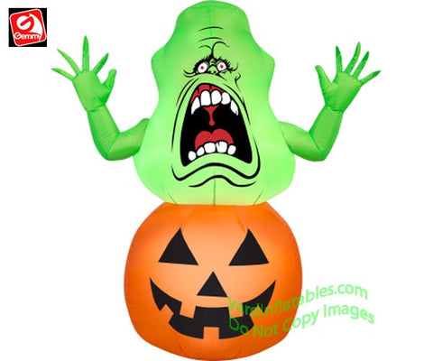 3 1/2' Gemmy Airblown Ghostbusters Slimer On Pumpkin