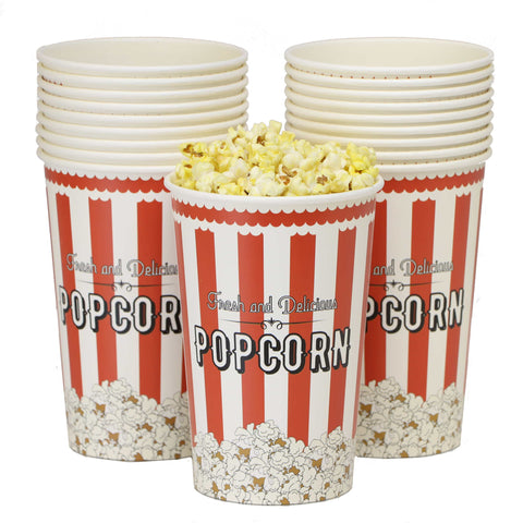 Small Disposable Popcorn Buckets - Red and White (46 Oz)