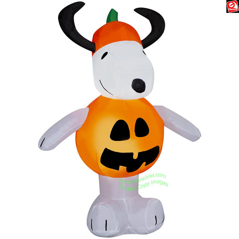 4' Gemmy Airblown Inflatable Halloween Snoopy as Jack O' Lantern