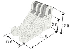 15'H Dual Lane Red n Blue Slide by Eagle Bounce