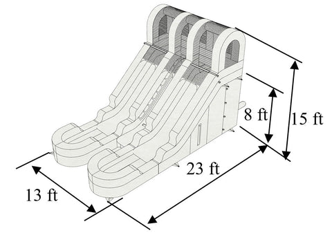 15'H Dual Lane Red n Blue Slide wet n dry