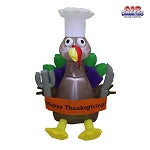 4' Air Blown Inflatable Thanksgiving Turkey Chef w/ Banner