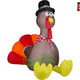 6' Gemmy Airblown Inflatable Thanksgiving Turkey Sitting Wearing A Pilgrim Hat