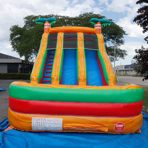 18'H Dura-Lite Dual Lane Volcano Slide Wet n Dry