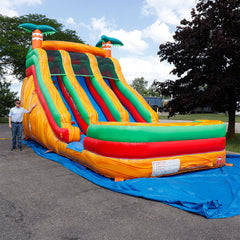 18'H Dura-Lite Dual Lane Volcano Slide Wet n Dry