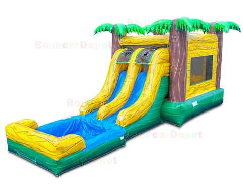 12'H Double Lane Wet Dry Tropical Combo by Bouncer Depot