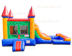 15'H Double Lane Slide Castle Combo with Pool by Bouncer Depot