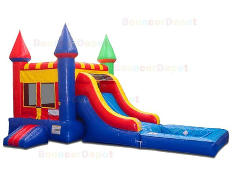 15'H Compact Rainbow Castle Jumper with Pool by Bouncer Depot