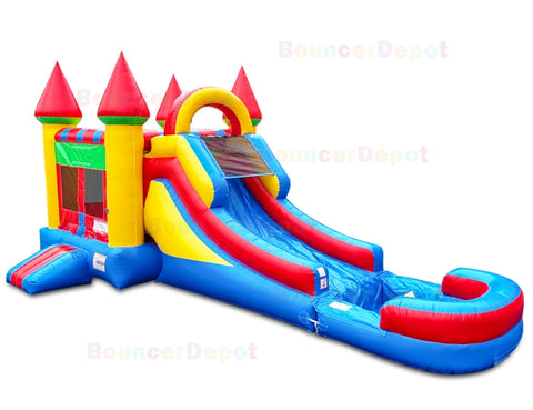 15'H Bright Wet n Dry Compact Castle Combo Jump House by Bouncer Depot