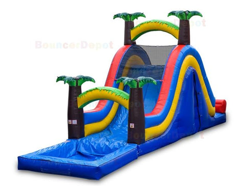 17'H Palm Tree Tropical Inflatable Pool Slide by Bouncer Depot