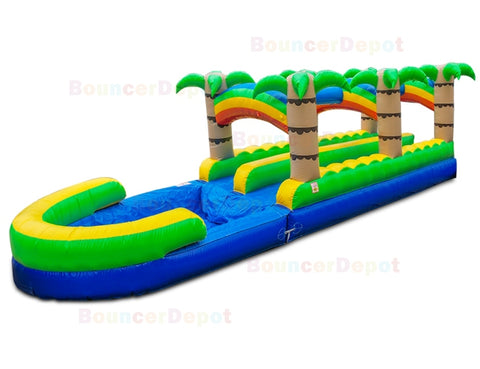 18 Ft Double Lane Tropical Slide And Slip by Bouncer Depot