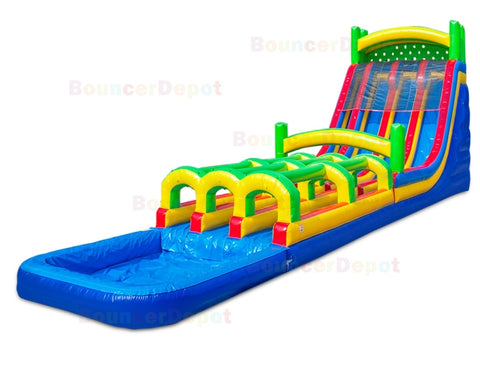 21'H Triple Lane Water Slide And Slip by Bouncer Depot