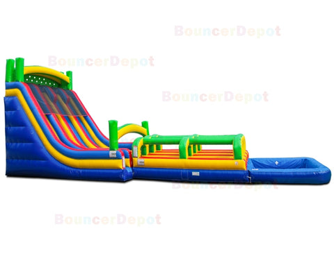 21'H Triple Lane Water Slide And Slip by Bouncer Depot