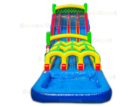 21'H Triple Lane Water Slide And Slip by Bouncer Depot