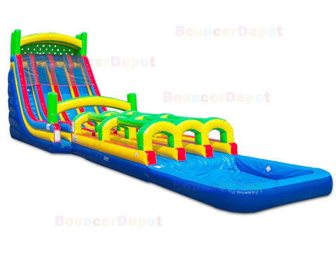 21'H Triple Lane Water Slide And Slip by Bouncer Depot