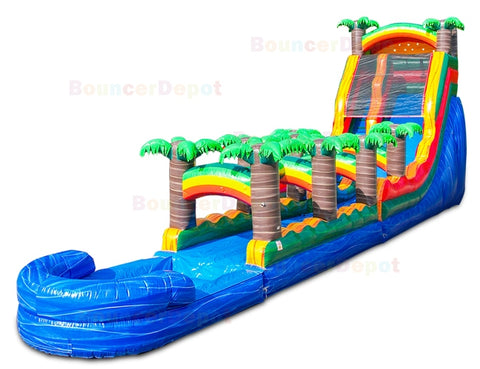 20 Feet Tropical Slide And Slip N Splash by Bouncer Depot