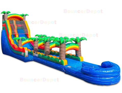20 Feet Tropical Slide And Slip N Splash by Bouncer Depot