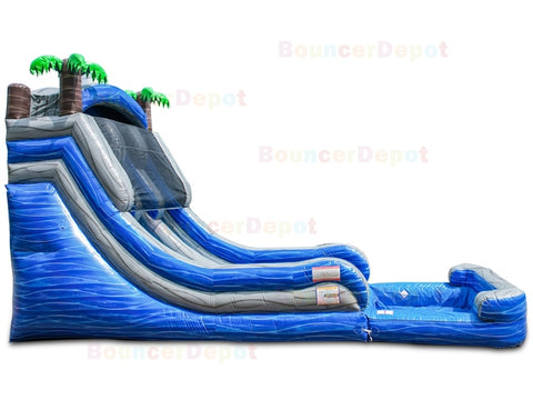 18'H Double Lane Marble Gray Water Slide by Bouncer Depot