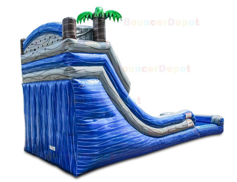 18'H Double Lane Marble Gray Water Slide by Bouncer Depot