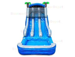 18'H Double Lane Marble Gray Water Slide by Bouncer Depot