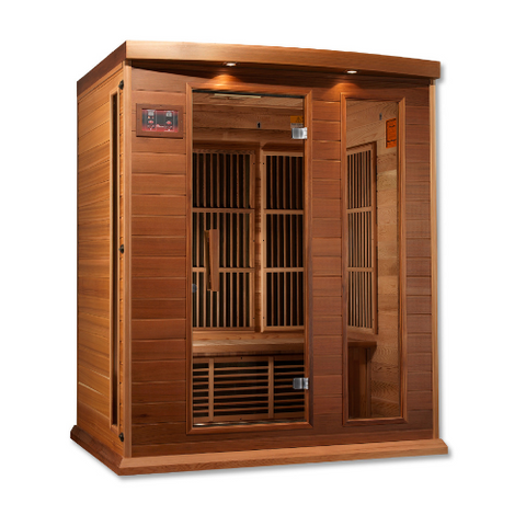 Maxxus 3-Person Low EMF (Under 8MG) FAR Infrared Sauna (Canadian Red Cedar) by Dynamic Saunas Direct
