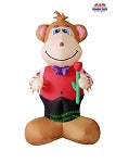 6' Air Blown Inflatable Valentine's Day Monkey Holding Rose