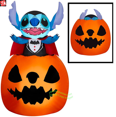 5' Gemmy Airblown Animated Rising Vampire Stitch in Pumpkin
