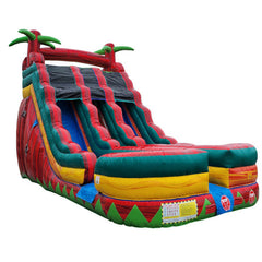 18'H Dual Lane Fire Slide Wet N Dry by MoonWalk USA