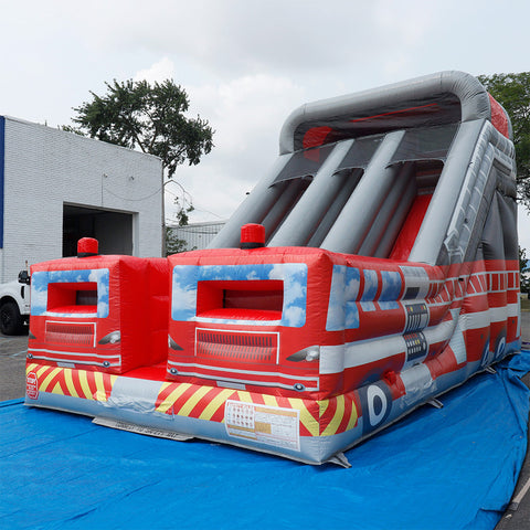 15'H Dual Lane Fire Truck Water Slide