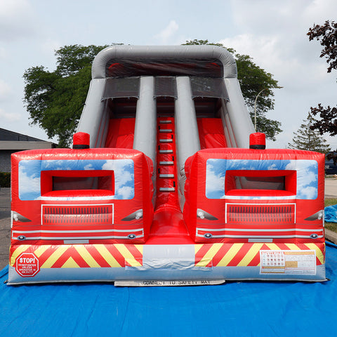 15'H Dual Lane Fire Truck Water Slide