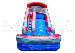 18'H Blue Volcano Water Slide by Happy Jump