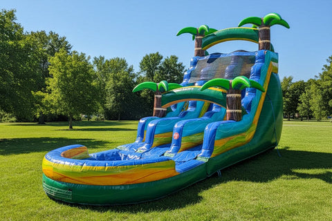 Island Wave 18' Double Lane | Commercial Inflatable Water slide WS4214