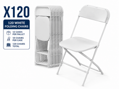 White Plastic Folding Chairs - 120 Pack by Cutting Edge