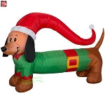 4' Gemmy Wiener Dog Wearing Sweater & Santa Hat