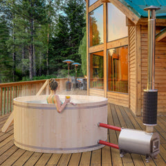 ALEKO Wood-Fired Hot Tub and Ice Bath - 4-5 Person - Pine - External Stove