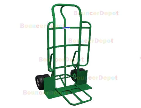 This dolly is rated at 700 lb. Ideal for moving your new inflatable.