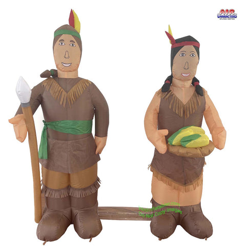 4.5' Air Blown Inflatable Thanksgiving Indian Boy & Girl COMBO