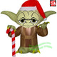 3' Gemmy Stylized Yoda w/ Santa Hat & Candy Cane