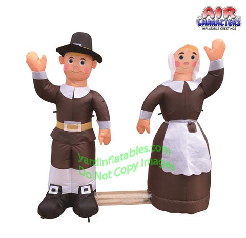 4' Air Blown Inflatable Thanksgiving Pilgrim Amish Man & Woman