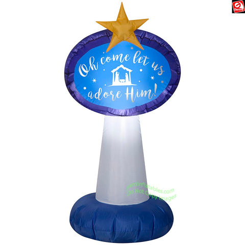 3.5' Gemmy Airblown Inflatable Christmas "Oh Come Let Us Adore Him" Sign